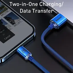 Кабель Baseus Crystal Shine Series Fast Charging Data Cable USB to iP 2.4 A 2 m Blue (CAJY000103) - мініатюра 7