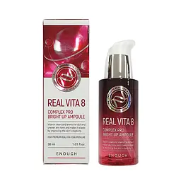 Сироватка для обличчя Enough Real Vita 8 Complex Pro Bright Up Ampoule Вітаміни, 30 мл - мініатюра 2