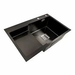 Кухонна мийка 78x50С R PVD чорна Platinum Handmade (поглиблена полиця, 3.0/1.0 мм), Чорний - мініатюра 2