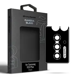 Захисне скло для камери Samsung Galaxy S24 Plus 5G (SM-S926), Supreme BI, чорний колір, з рамкою, глянцеве скло для захисту лінз, протиударне, прозоре, з клейовим шаром по контуру, не впливає на якість фото, ArmorStandart (ARM76611)
