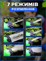 Садовий шланг поливальний поливальний розтягується садовий з пістолетом 59 м синій (1000305678) - мініатюра 3