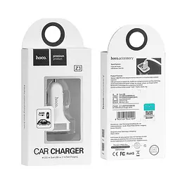 Адаптер автомобільний Hoco Z3 Fast 2 USB 3.1 А білий