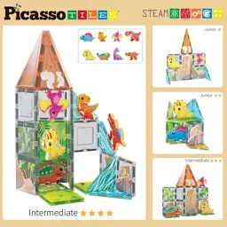 Настільна гра Picasso магнітний Tiles Dinosaur Set з 8 фігурками динозаврів 38 деталей (817338028848) - мініатюра 4