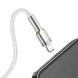 Дата кабель Baseus Cafule Metal USB to Lightning 2.4A (1m) (CALJK-A0) White - мініатюра 2