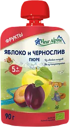 Фруктове пюре Fleur Alpine Pouch Органік Яблуко і чорнослив, 90 г