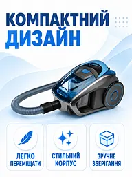 Пилосос контейнерний без мішка блакитний 4000 Вт 3 л для сухого прибирання (49676035) - мініатюра 8