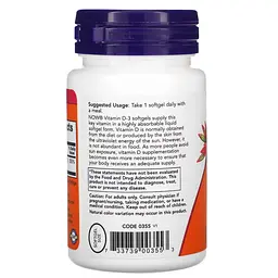 Вітаміни та мінерали NOW Vitamin D3 2000 IU, 30 капсул - мініатюра 3