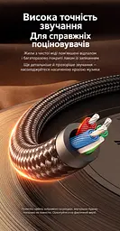 Стереоаудіокабель AUX UGREEN AV112 2 м штекери 3,5 мм на обох кінцях ступінчасті конектори для смартфона в тонкому чохлі кабель у нейлоновому обплетенні позолочені штекери темно-синій кабель із темно-синіми корпусами конекторів і золотистими штекерами (10687) - мініатюра 9