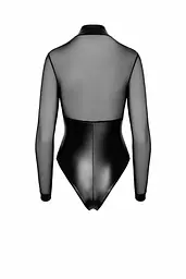 Боді Noir Handmade F321 Edge, L, низ під латекс, верх сітка, блискавка на все тіло, декор кільця
