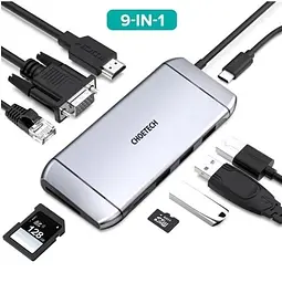 USB-Хаб Choetech USB-ХАБ USB Type-C 9-в-1 (HUB-M15-GY) - мініатюра 7