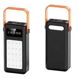 Портативний зовнішній акумулятор Bilintong 40000mAh Power Bank + Led лампа Чорний - мініатюра 2