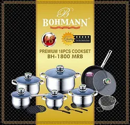 Набір каструль з кришками та сковородою Bohmann BH 1800 MRB 19 предметів - мініатюра 3