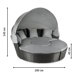 Садові меблі Outtec Round Lounge Chairs чорно-графітові - мініатюра 10