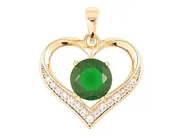 Кулон XUPING Позолота 18K «Сердечко з зеленим фіанітом і цирконієм» для ланцюжка до 5мм (262310)