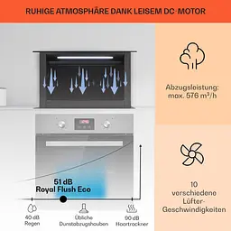 Витяжка Klarstein Royal Flush Eco 60 см 576 м³ (10046236) - мініатюра 3