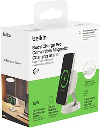Зарядний пристрій BELKIN 15Вт Magnetic Stand Qi2, білий (WIA008VFWH) - мініатюра 6
