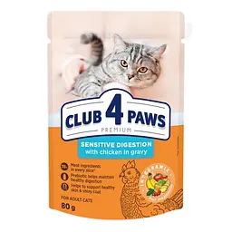 Влажный корм для котов Club 4 Paws Sensitive Digestion для чувствительного пищеварения с курицей в соусе 80 г B5612011