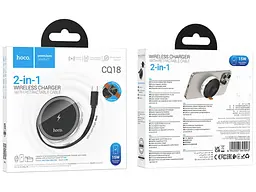 Зарядний бездротовий HOCO CQ18 Flash 2-in-1 Magnetic + iWatch (з висувним кабелем) сірий - мініатюра 4