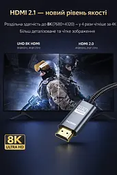 Кабель HDMI HDMI 2 метра 8K UltraHD швидкий шнур HDMI 2.1 HDR для ТВ ноутбука проектора PS4 PS5 - мініатюра 6