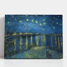 Інтер'єрна картина Зоряна ніч над Роною, Вінсент ван Гог, Vincent van Gogh, Starry Night, інтер'єрний декор, 45×60 см (id6660)
