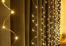 Новорічна світлодіодна гірлянда-штора Роса 3x3 м з 300 Тепло білими LED-лампочками та живленням USB - мініатюра 3