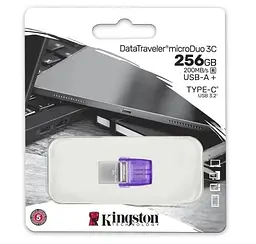 Флеш накопичувач USB 256Gb DataTraveler microDuo 3C, Purple Kingston teh0021074 - мініатюра 3