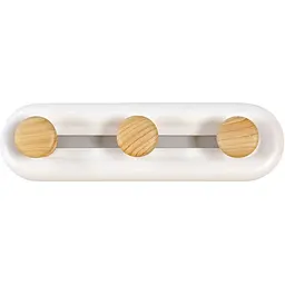 Вішалка МВМ My Home 3 гачки 50х180 мм білий/дерево (HP-01/3 WHITE/WOOD)