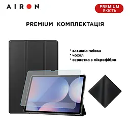 Чехол AIRON Premium для Samsung Galaxy Tab S10 Plus 12.4 2024 с защитной пленкой и салфеткой Black - мініатюра 3