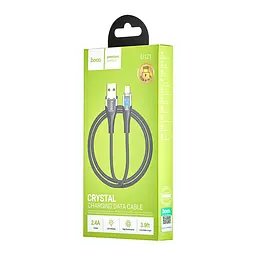 Кабель Hoco U121 Gold standard Transparent Discovery Edition charging data cable iP Black - мініатюра 2