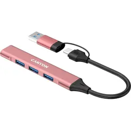 Концентратор Canyon hub DS-02 4in1 USB-A/C Pink (CNS-TDS02P) - мініатюра 2