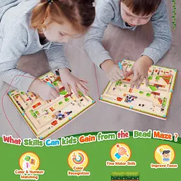 Дерев'яна магнітна гра-лабіринт сортер кольорів і цифр Gifitizi Montessori навчальна дошка з магнітною ручкою від 18 місяців (SKU-223) - мініатюра 5
