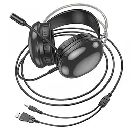 Ігрові навушники повнорозмірні Hoco W109 Rich USB/AUX 2 м Black (32762_2954154) - мініатюра 4