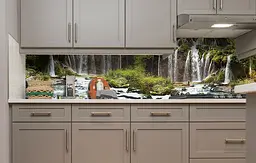 Вініловий кухонний фартух Водоспад гірський наклейка для кухні ПВХ Природа Зелений Happy Pocket Z181850 - мініатюра 2