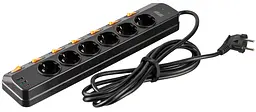 Подовжувач мережевий 3м 6xТипF 16A 2xUSB-A 1x USB-C фільтр чорний 2E osv0002168