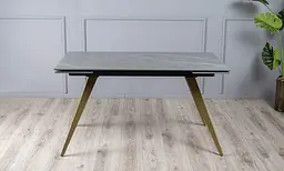 Стіл обідній Prestol Старий розкладний 140/200x80x75 см сірий мат золоті ніжки - мініатюра 4