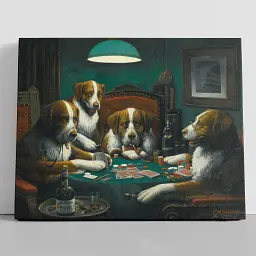 Інтер'єрна картина Собаки грають у покер, Кассій Кулідж, Cassius Coolidge, Dogs Playing Poker, інтер'єрний декор, 48×60 см (id1001)