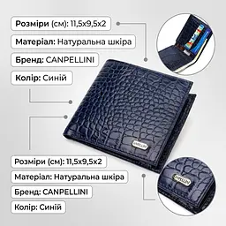 Цікаве чоловіче портмоне з натуральної фактурної шкіри Canpellini 21774 синє - мініатюра 3