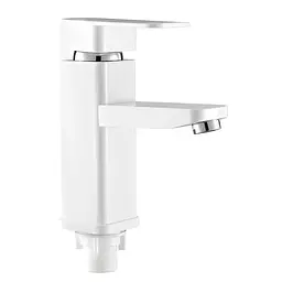 Змішувач для умивальника Plamix KUB-001 (із підводкою) white PM0611, Білий