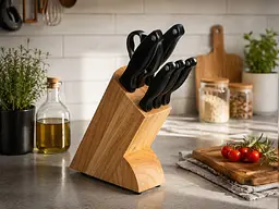 Комплект Fiskars: Сковорода Rotisser 24 см + Набір ножів в дерев'яному блоці Kitchen Devil - мініатюра 6