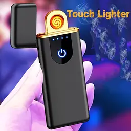 Електронна запальничка чорна матова сенсорна запальничка наподарунок USB Lighter - мініатюра 6