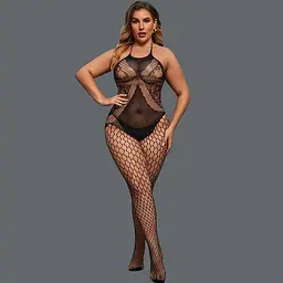 Ефектний бодістокінг з відкритим доступом One Size L-XXL - еротичний комбінезон-сітка - мініатюра 3