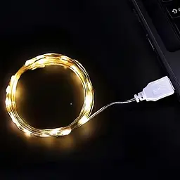 Світлодіодна гірлянда, 5 метрів, USB, теплий білий (WLS-QX-DCH2186W5) - мініатюра 2