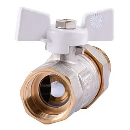 Кран кульовий з американкою Q Professional QP003 PN40 1″ антипротікання, Білий метелик - мініатюра 4