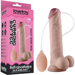 Реалістичний фалоімітатор з еякуляцією LoveToy Soft Ejaculation 22.9 см тілесний