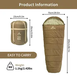 Спальник з капюшоном Naturehike MJ 600 CNK2300SD014, коричневий - мініатюра 2