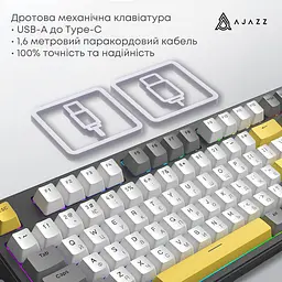 Клавіатура Ajazz AK870 V2 Flying Fish Switch Black USB-C (AK870-V2-FF-BGY) - мініатюра 7