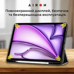 Чехол AIRON Premium SOFT для iPad Air 13 2024 с защитной пленкой и салфеткой Black - мініатюра 6