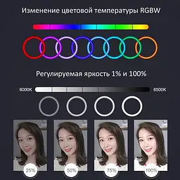 Кільцева USB RGBW LED лампа Puluz PKT3043 10"+ штатив 1.1 м - мініатюра 3