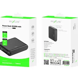 Зовнішній акумулятор Rixus RXPB25 20000mAh 22.5W Black (F90280A6BF) [172723] - мініатюра 6
