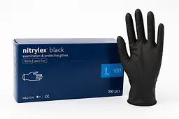 Рукавиці нітрилові Nitrylex нестерильні неопудрені чорні розмір L 100 шт. - мініатюра 2